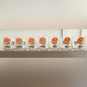 Vintage NFL San Francisco 49ers Helmet Glasses Set Lot 7 Barware Rocks Tumblers
